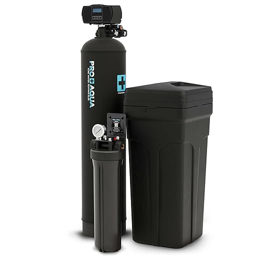 PRO+AQUA PRO-SCI-S35E Whole House Water Filter & Softener Bundle | 35,000 Grain Capacity, Removes Chlorine, Sediment, VOCs, Calcium, Magnesium, & More | Perfect for 2–3 bathrooms | Premium Durability