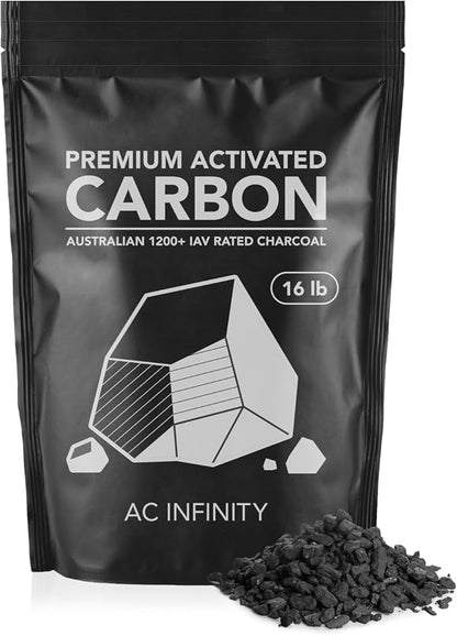 AC Infinity Premium Activated Carbon, 32 lb. Australian Charcoal Supply Replacement for 4”, 6” & 8” Refillable Carbon Filters, Air Filtration Odor Scrubbing for Grow Tents Hydroponics Aquariums Ponds