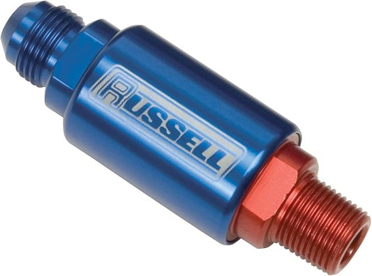 RUSSELL Edelbrock 650190 Comp Fuel Filter#6 X 3/8 Male Npt Red/Blue Anodize