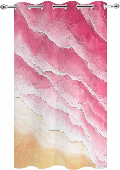 Ocean Outdoor Curtains for Patio Beach Waves Watercolor Abstract Gradient Pink Waterproof Outside Curtains with Grommet Top Weatherproof Curtain for Cabana Pergola Gazebo, 1 Panel, 54" W x 84" L