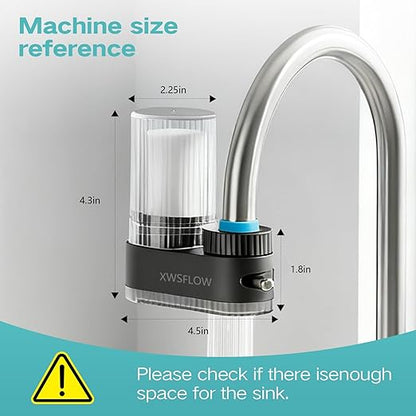 Faucet Filter with 2 Filter cartridges for efficient Water Purification, Effectively Removing Harsh Chlorine Odor and impurities. Compatible with 15/16-inch, 13/15-inch, and 3/4-inch Kitchen faucets.