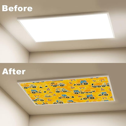 4 Pcs Fluorescent Light Covers for Ceiling Lights Construction Equipment Traffic Cones Yellow Decorative Magnets Light Filters for Office Home Classroom Must Haves 4’ x 2’