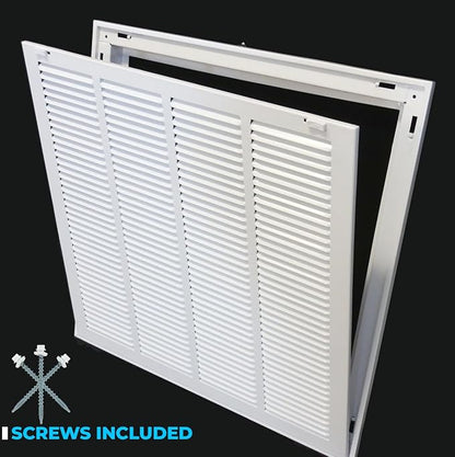 HVAC Premium 26 x 22 Duct Opening Steel Return Air Filter Grille, for 1-inch Filter, Removable Door, Flat Stamped HVAC Vent Cover Grille, Outer Dimensions 28.5 x 24.5