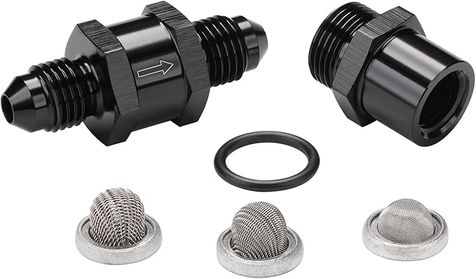 4AN Inline Fuel & Oil Feed Filter Set with 30 80 150 Micron Elements Aluminum Black
