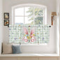 Easter Kitchen Tier Curtains 36 Inch Long 2 Panel Set,Rod Pocket Half Window Curtains Over Sink,Spring Bunny Ears Feet Flowers Green Plaid Light Filtering Short Drapes for Bathroom Cafe 27.5"W x 36"L