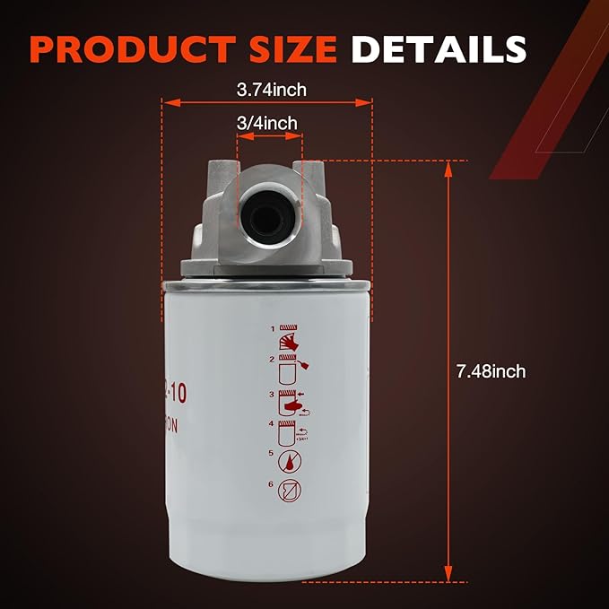 Spin-On Hydraulic Oil Filter Assembly 10 Micron with 3/4" NPT, Hydraulic Return Line Filter Housing for Petroleum-Based Fluids, 20 GPM, 200 PSI, Model 221006 Kit