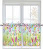 Easter Half Window Curtains 24 Inches Long, Spring Bunny Colorful Rabbit Eggs Butterfly Blue Green Window Treatment Curtain Drapes, Short Curtains Tiers for Kitchen Over Sink, 27.5"x24", 2 Panels