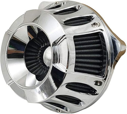 Harley Air Cleaner Motorcycle Filter Intake CNC Cut Kit Chrome for Models Touring Street Glide 2008-2016 Softail 2016-2017 (Chrome, Fitment - C)