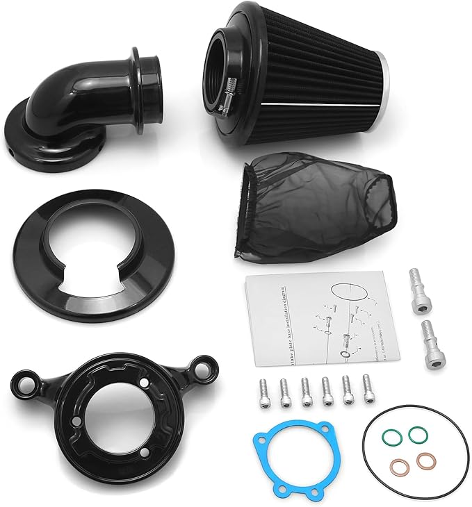 Big Sucker cone Air filter intake for harley air Cleaner Sportster Softail fatboy heritage dyna touring street road king Glide (Nake - BLACK, TypeB: Touring 01-07, Softail Dyna 99-15)