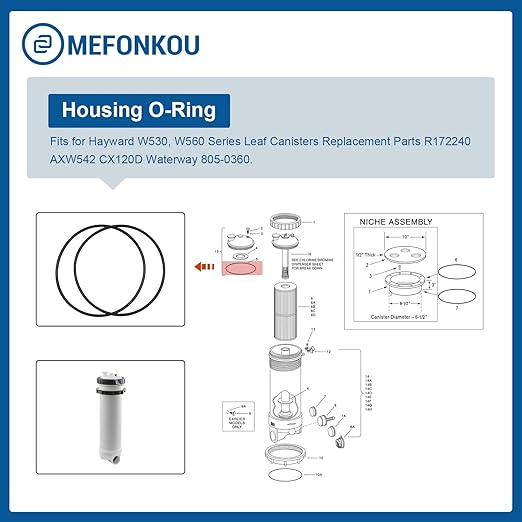 R172223 Housing O-Ring for Pentair Pool Spa Filter & Leaf Trap Parts R172240 AXW542 CX120D Waterway 805-0360 (2/Pack