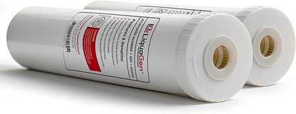 LiquaGen Activated Alumina + Carbon + KDF-55 Replacement Water Filter Cartridge – Helps Manage Fluoride, Chlorine & Taste, Refillable 2.5" x 10", 2.5" x 20", 4.5" x 10", 4.5" x 20" (2, 4.5" x 20")