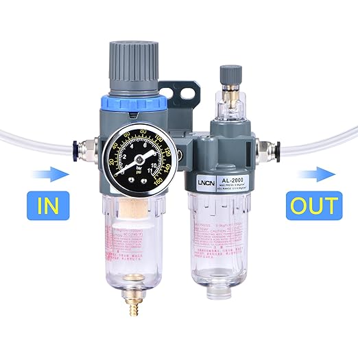 1/4 Inch Compressor Air Filter Pressure Regulator Water-oil Trap Separator Filter with Lubricator Cup AFC2000