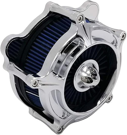 Harley Air Cleaner Turbine Intake Chrome Filter Kit Cnc Cut for Motorcycle Dyna 2000 - 2017 Softail 2000 - 2015 Touring 2000 - 2007 Fitment - B (Blue)