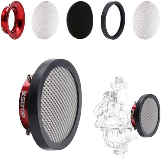 Carburetor Carb Velocity Stack 44mm Air Cleaner Filter Modified Trumpet Aluminum Alloy with Sponge Filter Steel Mesh for GY6 150cc PZ24 PZ30 PHBH Suggest Small Displacement (Red,44mm)