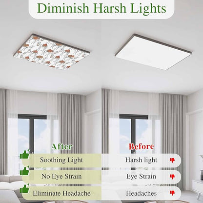 3 Pack Fluorescent Light Cover, Sand Camel Light Covers for Ceiling Lights, Vintage Farmhouse Desert Animals Camel Magnetic Lights Filters Ceiling Shade for Classroom/Office - 4 x 2 Feet