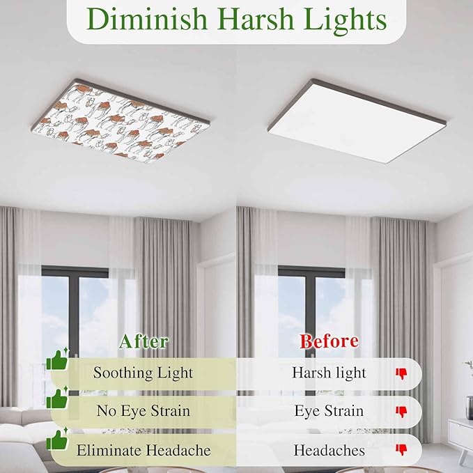2 Pack Fluorescent Light Cover, Sand Camel Light Covers for Ceiling Lights, Vintage Farmhouse Desert Animals Camel Magnetic Lights Filters Ceiling Shade for Classroom/Office - 4 x 2 Feet