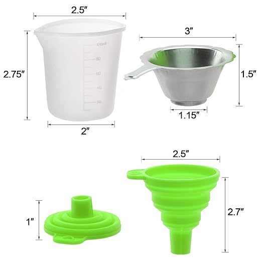 OIIKI 3D Printer Resin Filter, Stainless Resin Filter Cup + Silicone Funnel + 100ml Measuring Cup Disposable for 3D Printer(Green)