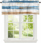 Vintage Blue Valances for Windows, Brown Wood Grain Mottled Texture Abstract Art Kitchen Valance Light Filtering Rod Pocket Short Curtains for Kitchen Bathroom, 1 Panel, 60"x18"