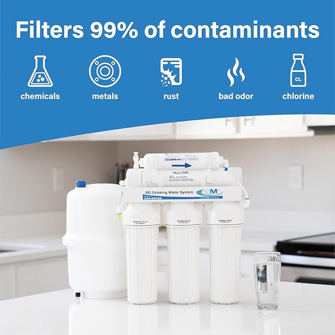 APPLIED MEMBRANES Reverse Osmosis Filter Replacement Set, 50 GPD Pre and Post, Complete RO Filter Set, For 5-Stage Reverse Osmosis, Undersink Water Filtration Systems, Set of 4
