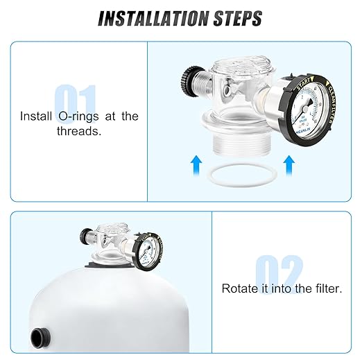MEANLIN MEASURE 273564Z Manual Air Relief Valve Replacement for Pentair for Triton II, Triton C, TR100C and TR140C Pool Spa Sand Filters with 60Psi Steel Start and Clean Filter Pressure Gauge