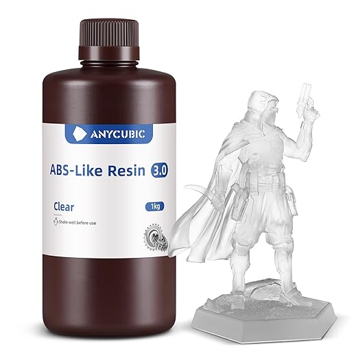 ANYCUBIC ABS-Like Resin 3.0, Upgraded 14K 3D Printer Resin with Enhanced Strength and Toughness, High Precision, Low Odor, Wide Compatibility for All LCD Resin 3D Printers (Clear, 1kg)