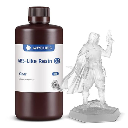 ANYCUBIC ABS-Like Resin 3.0, Upgraded 14K 3D Printer Resin with Enhanced Strength and Toughness, High Precision, Low Odor, Wide Compatibility for All LCD Resin 3D Printers (Clear, 1kg)