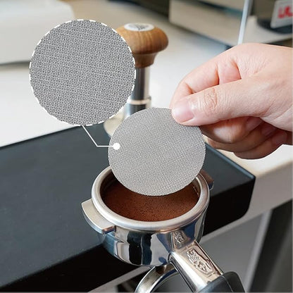 watchget 53mm Espresso Puck Screen Lower Shower Screen 1mm Thickness 150μm Metal Coffee Filter 316 Stainless Steel Reusable Espresso Screen for 54mm Portafilter Filter Basket(53mm(1mm thick))