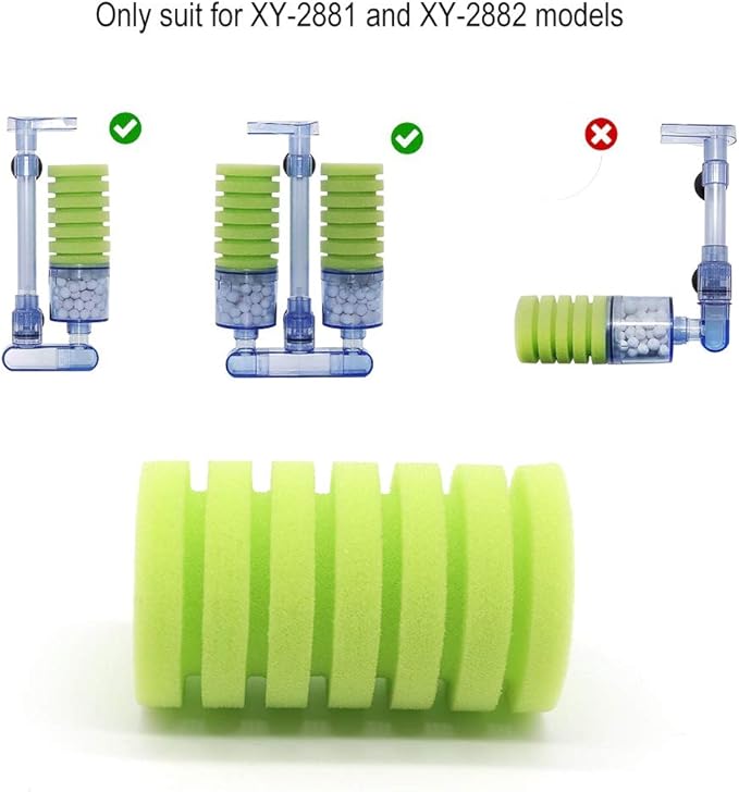 UPETTOOLS Aquarium Biochemical Sponge Filter, Ultra Quiet Aquarium Air Pump Bio Sponge Fish Tank Foam Filter (Green Sponge 4 Packs)