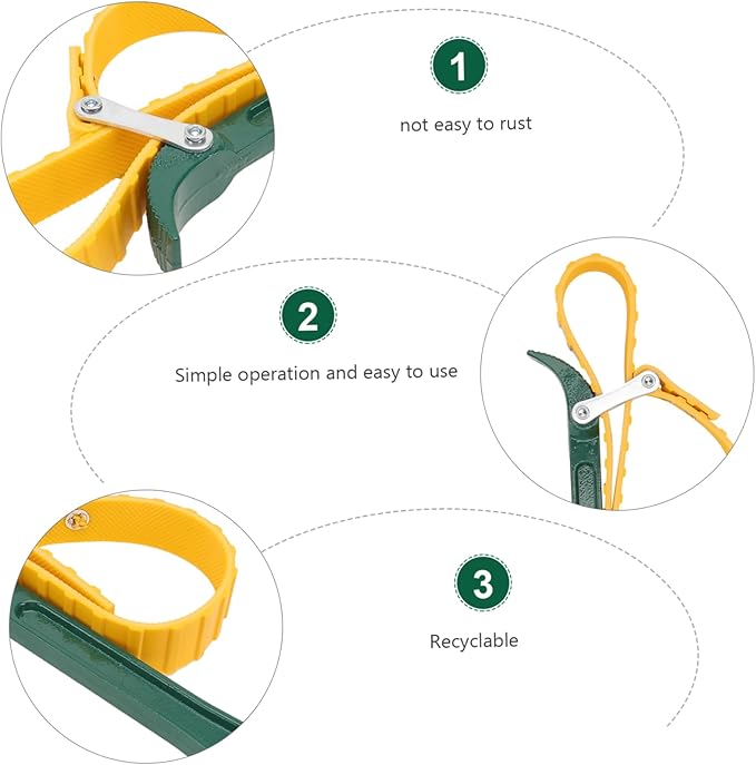 Tofficu 1Pc Non Skid Oil Filter Wrench Durable Belt Type Tool for Easy Removal of Oil Filters Tight Spaces Compatible with Cars Trucks and Farm Equipment