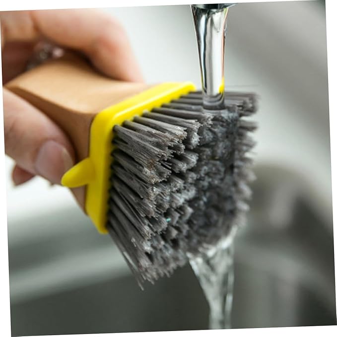 Natural Wood Handle Sponge Scrubber Tile Scrubber Brush Cleaner Kitchen Cleaning Tools Safe Odorless
