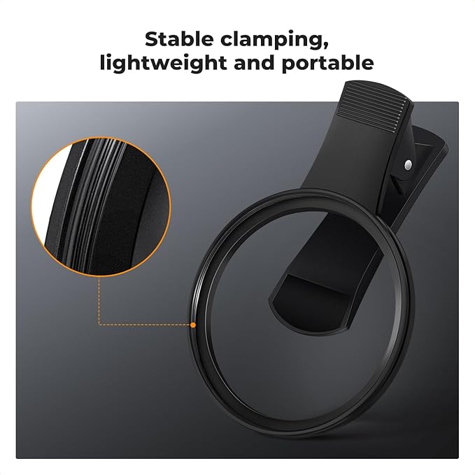 K&F CONCEPT 67mm Clip-on ND2-32 Phone Camera Lens Filter Kit, Multi-Coated Variable Neutral Density Light Reduction Filter Compatible with iPhone 16 15 14 13 12 11 and Other Smart Phone