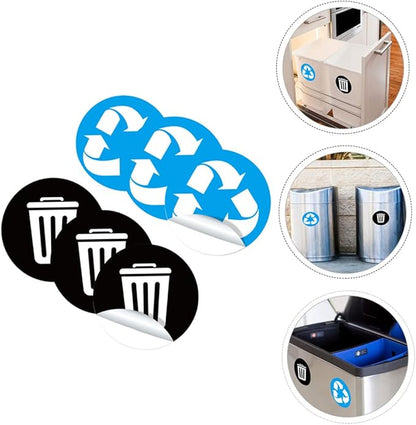 DECHOUS Reminding Waste Sorting Habits 6 Adhesive PVC Stickers for Garbage Can Decor