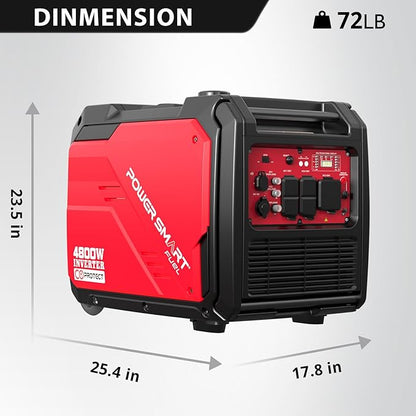 PowerSmart 4800-Watt Portable Inverter Generator with Wheels Handle Kit, CO Protect, Quiet, RV-Ready, Home use