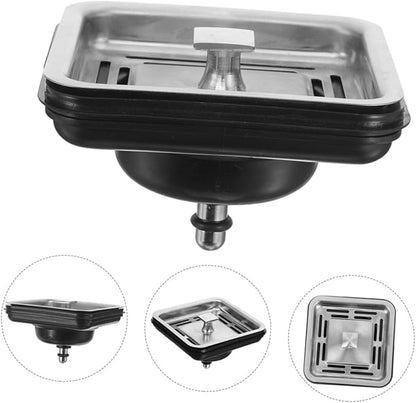Mipcase 2Pcs Kitchen Sink Drain Strainer and Stopper with Square Lid Food Waste Disposer Plug for Home Kitchen Sink Catcher Anti-blocking Mesh Filter for Efficient Waste Processing
