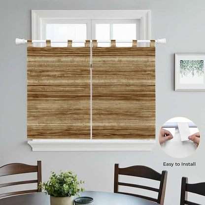Vintage Western Bedroom Curtains 63 Inch Length, Window Curtains Tab Top, Rustic Farmhouse Wooden Grain Barn Door Light Filtering Window Treatments Drapes 42"x63" 2 Panel