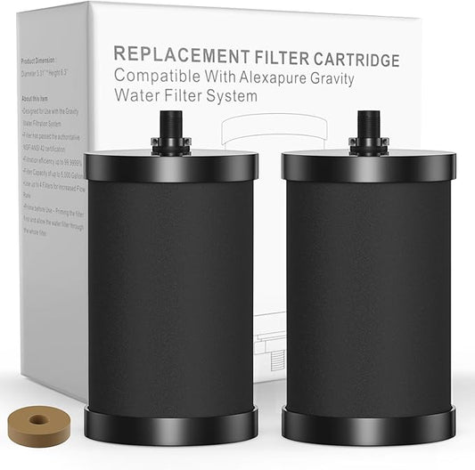 2387 Pro Filter Replacement Compatible with Alexapure 2387 Pro Water Filter Replacement, Reduces chlorine, etc，Last Up to 5000 Gallons,3-stage purification filter Upgraded version Black (2)