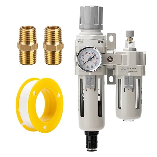 1/2" Auto-Drain FRL Assembly - Professional Grade Compressed Air Conditioner with Cyclonic Separation | 0-150 PSI Operating Range | CNC-Machined Body