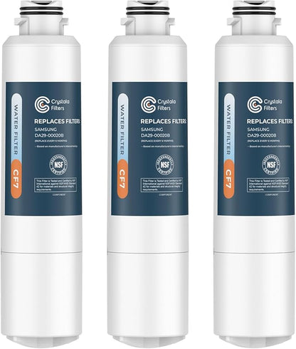 Crystala Filters Compatible with Samsung DA29-00020B Refrigerator Water Filter, DA29-00020A/B, DA29-00020B-1, HAF-CIN/EXP, 46-9101, RF4267HARS, RF25HMEDBSR, RF28HMEDBSR, RS25J500DSR, 3 Pack