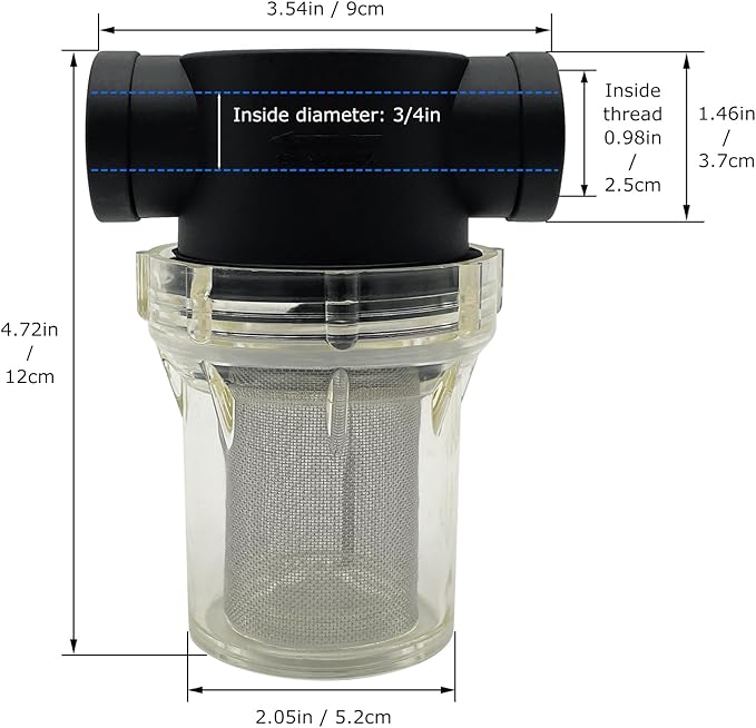 3/4" Female NPT in-Line Strainer with 40 mesh Stainless Steel Filter Screen