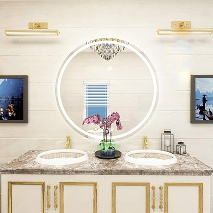 Modern LED Illuminated Bathroom Mirror with Touch Control Switch Demister Pad/3 Color Lights Round Wall Mirror Size: Diameter 50/60/70cm