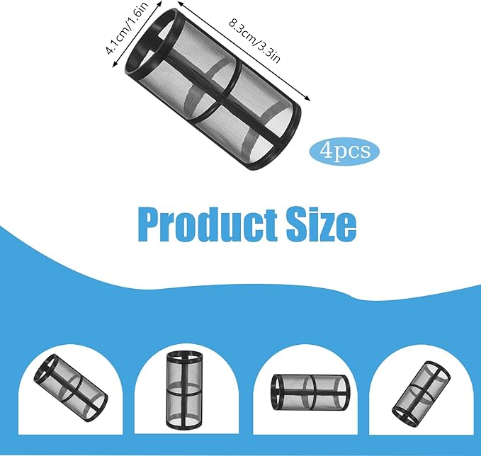 4-Pack Stainless Steel Screen Made for Garden Hose Filter, Black 100 Mesh Pressure Washer Filter Accessory Compatible with Hose Sediment T Strainer