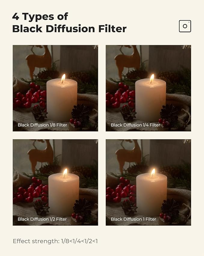 K&F CONCEPT 55mm Black Diffusion 1/4 Filter Mist Cinematic Effect Filter with 28 Multi-Layer Coatings Waterproof/Scratch Resistant for Video/Vlog/Portrait Photography