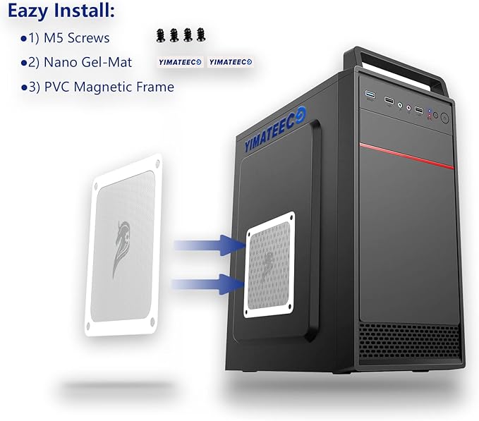 120mm Fan Filter PC Dust Filter Computer Fan Grills Dust Mesh Magnetic Frame PC Case Cover Dustproof PVC 50 Mesh(PVC, Gentleman Aesthetic, 120 * 120mm, 5pcs, White)