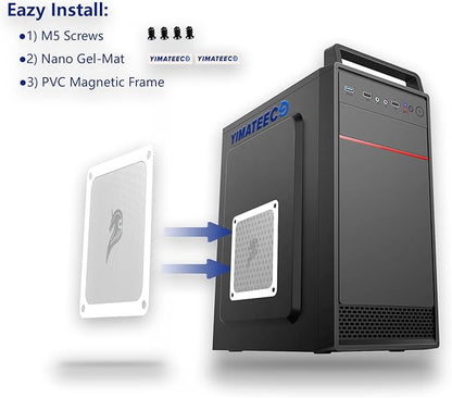 120mm Fan Filter PC Dust Filter Computer Fan Grills Dust Mesh Magnetic Frame PC Case Cover Dustproof PVC 50 Mesh(PVC, Gentleman Aesthetic, 120 * 120mm, 5pcs, White)