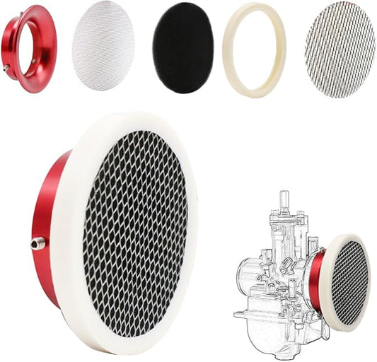 Carburetor Velocity Stack Air Filter Cleaner 55mm Modified Alloy with Sponge Filter Steel Mesh for PWK32-34mm Shortest Fast Intake Suggest Small Displacement (Red New,55mm)