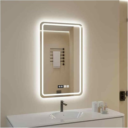 Bathroom Mirror with LED Lights，Bathroom Led Mirror ，LED Mirror for Bathroom，Backlit Bathroom Mirror ，with Touch Sensor/Demister pad，Shatterproof，Adjustable Lights(A,W75*H100cm/W29.5*W39.4IN)