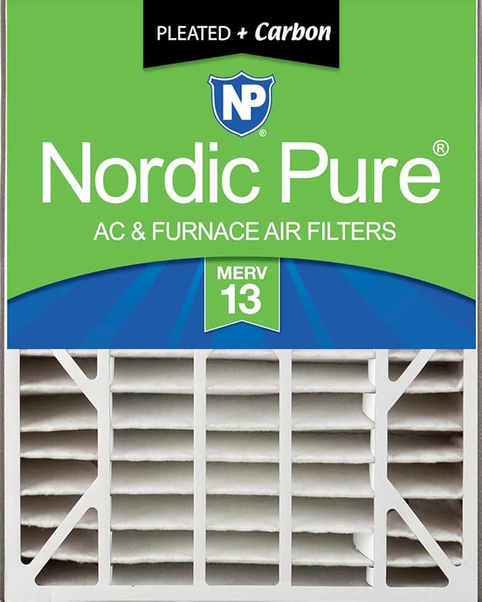 Nordic Pure 20x25x5 (19 3/4 x 24 1/4 x 4 7/8) Air Bear AC Filter Replacement MERV 13 Plus Carbon 1 Pack