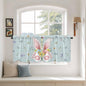 Easter Kitchen Tier Curtains 24 Inch Long 2 Panel Set,Rod Pocket Cafe Small Window Curtains Over Sink,Spring Rabbits Ears Feet Flowers Wooden Grain Light Filtering Short Drapes 27.5"W x 24"L