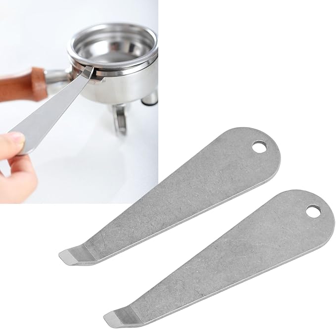 AUNMAS 3pcs Portafilter Basket Pry Removal Tool, Stainless Steel Ergonomic Design Quick Easy Cleaning Filter Basket Remover for Home Coffee Brewing