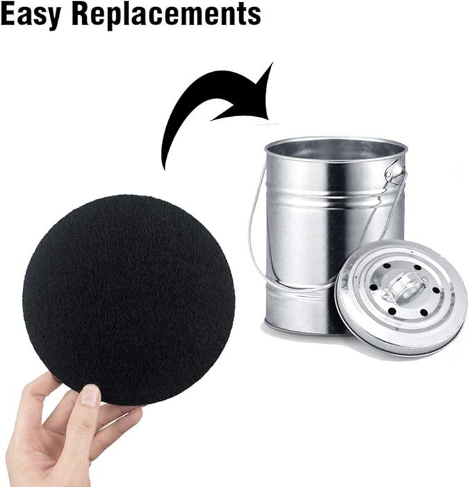 ddLUCK 6 Pack Kitchen Compost Bin Filter, Round Food Waste Bins Activated Carbon Filters,Replaceable Extra Thick Charcoal Filters for Odour Remove All Caddy Bucket,1cm Thickness
